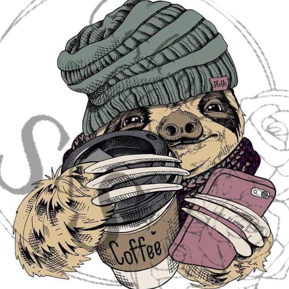 Sloth-Coffee HTV Print